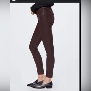 46. Paige Hoxton Ankle Coated Skinny Jeans | Burgundy | Size 29